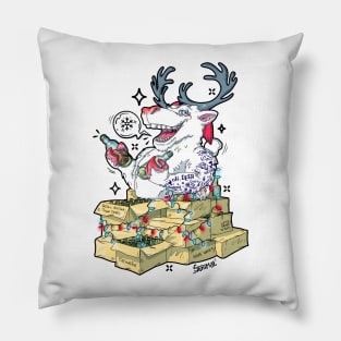 Oh deer drunk reindeer celebrating Christmas Pillow