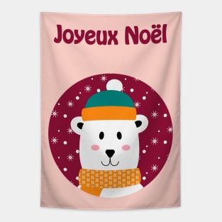 Joyeux Noel - Merry Christmas polar bear wishes (French) Tapestry