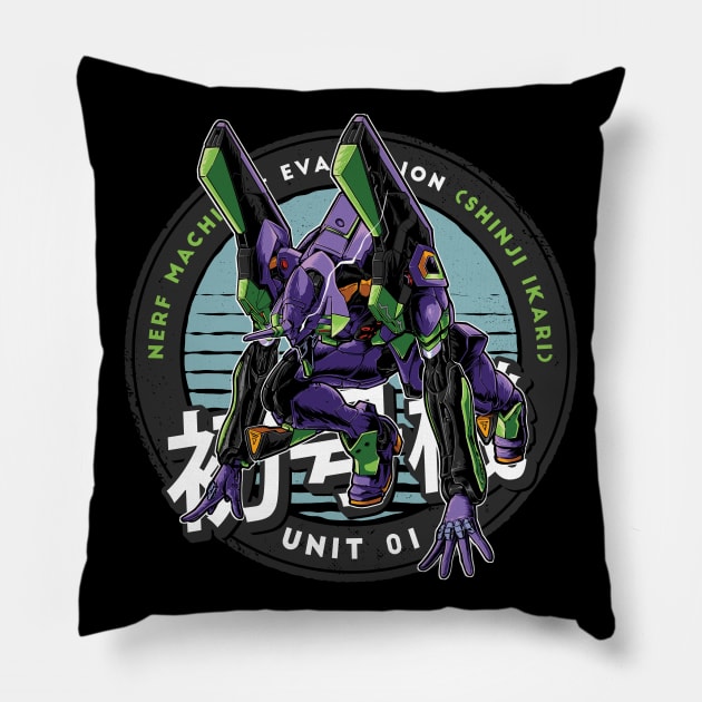 Evangelion Unit 01 Badge Pillow by kimikodesign