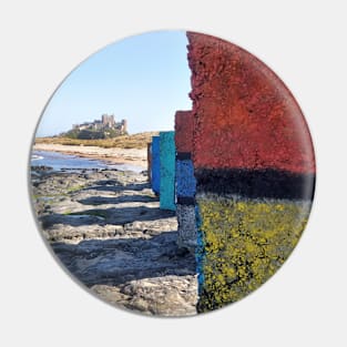 WW2 beach defences painted as Rubic Cubes - Bamburgh, Northumberland, UK Pin