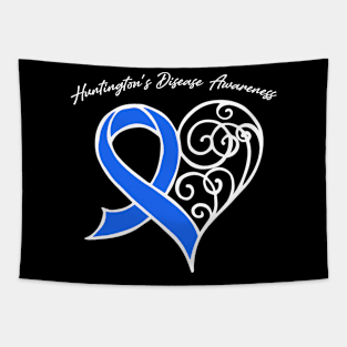 Huntington's Disease Awareness Heart Ribbon Gift Valentines Day - In This Family Nobody Fights Alone Tapestry