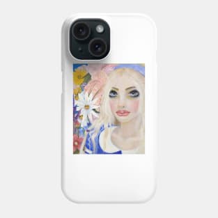 Alice in the Garden of Live Flowers, Original Art, Kim Turner Art Phone Case