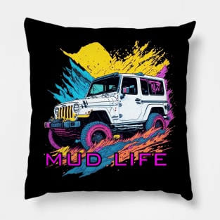 Mud life rider vintage retro design. Pillow