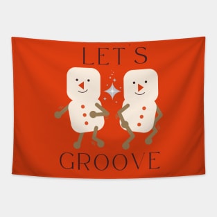 Groovy Christmas Marshmallow Snowman (Red Version) Tapestry