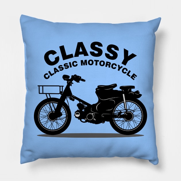 Classy Classic Motorcycle 01-A Pillow by SanTees