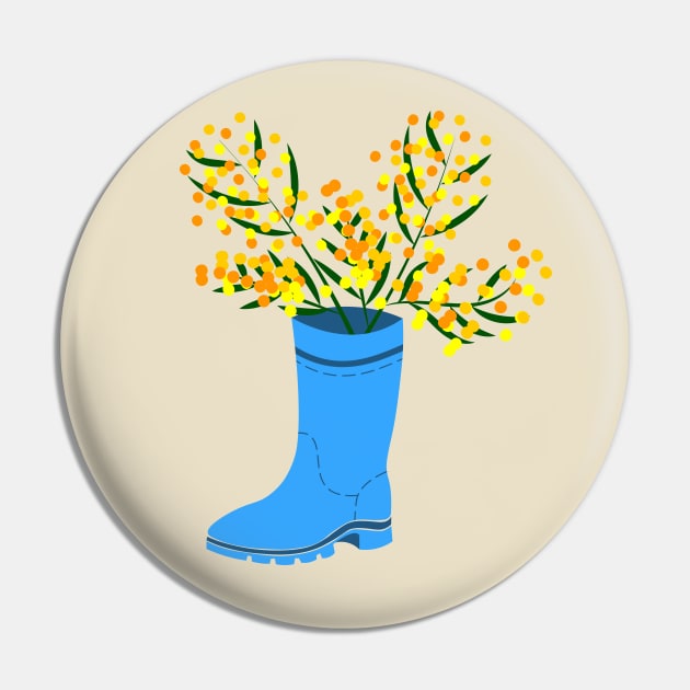 Rubber boots Wellies blue Wellington boots and mimosa flower Pin by Cute-Design