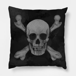 Jolly Roger Pirate Skull Black Watercolour Pillow