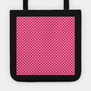 White polka dots on pink fuchsia background Tote