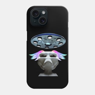 Alien with wings looks at Spacecraft Phone Case