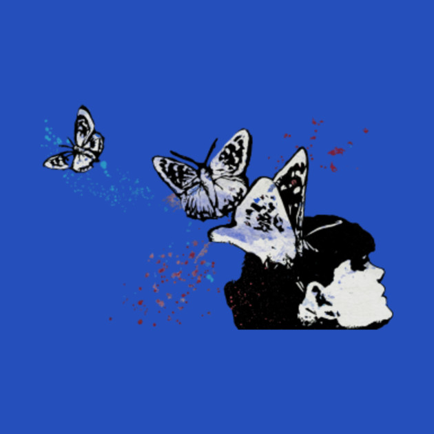 Long Gone Whisper Iii Blue Butterfly Girl Spray Paint Graffiti