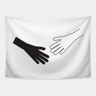 Black White Hands Tapestry