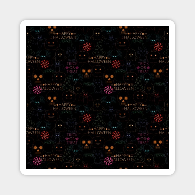 Halloween Pattern Neon Glow Magnet by Blue-Banana