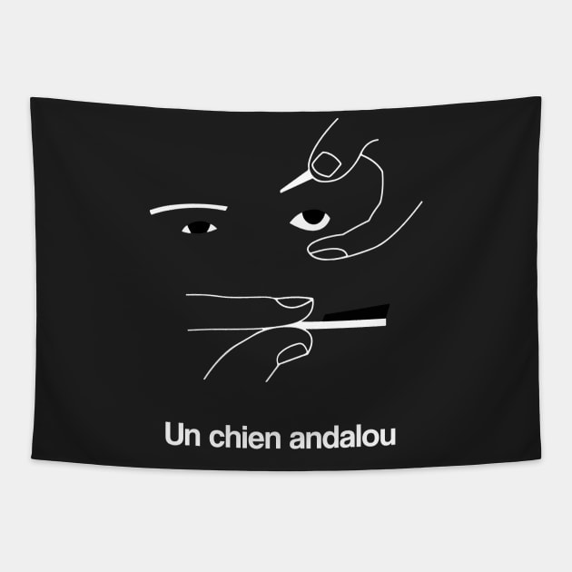 Un chien andalou minimalist art cinema poster design Luis Bunuel Salvador Dali Tapestry by Rozbud