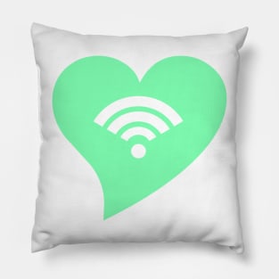 Mint Green WiFi Heart Pillow