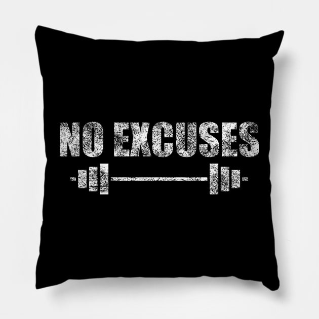 No Excuses - Gym Motivation Fitness Pillow by stokedstore