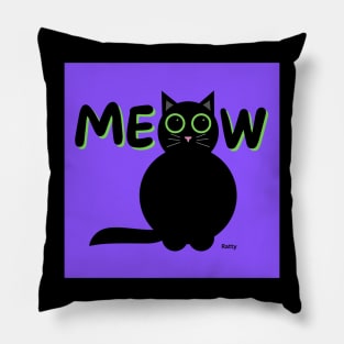 Meow-black cat Pillow