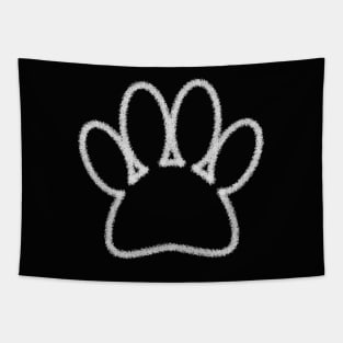 White Chalk Line Dog Paw Print Tapestry