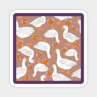 Geese in The meadow latte color Magnet