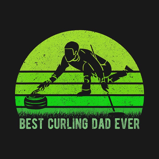 Mens Vintage Retro Best Curling Dad Ever Funny Dad Father's Day by Vikfom