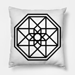 Hypercube Black and White Pillow