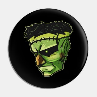 Evil Green Monster Face With Scars Costume For Halloween Pin