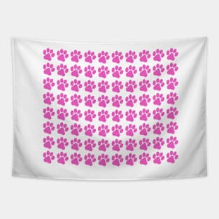 Cerise Pink Paw Prints Tapestry