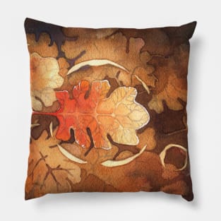 Watercolor Oak and Memory, Tree, Water, Nature Pillow