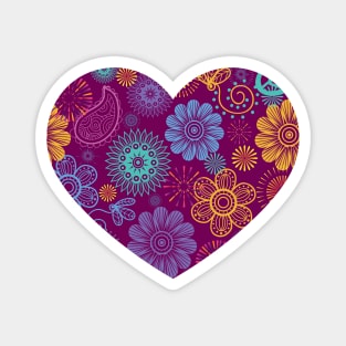 Pretty Heart Paisley Flower Dot Leaf Pattern Magnet