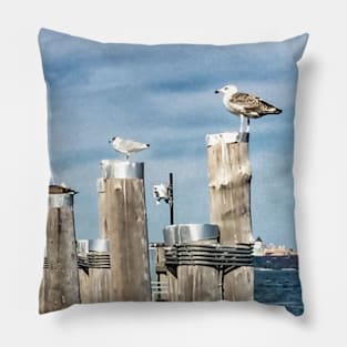 Seagulls, New York City Pillow
