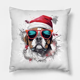 Magical Christmas French Bulldog in the snow: cute four-legged friend with festive hat Pillow