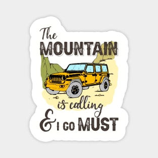 jeep drive in the mountains, new year eve, holiday, winter vacations, wilderness, camping, outdoor travel Magnet