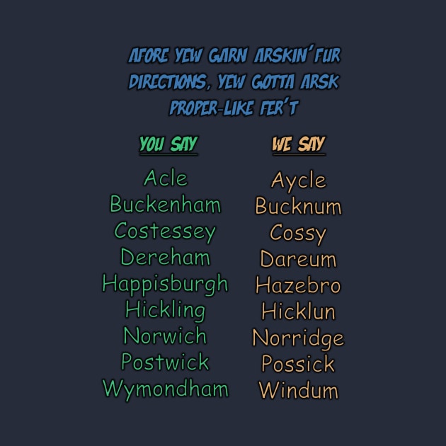 Norfolk Dialect for place name interpretation by From the fringe to the Cringe