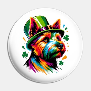 Norwich Terrier in Saint Patrick's Day Celebrations Pin