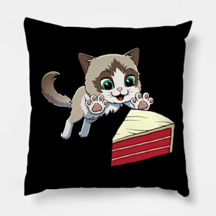 Ragdoll Cat excited to eat Red Velvet Cake Pillow