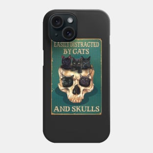 Easily Distracted By Cats And Skulls Skull Phone Case