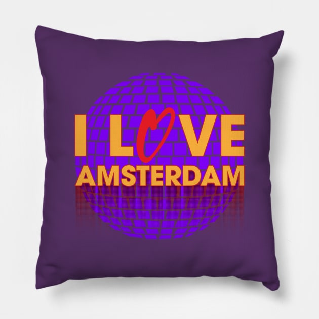 I Love Disco Amsterdam Pillow by dojranliev