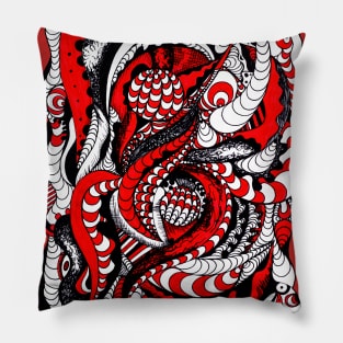 Red Wave Of Thoughts Pillow