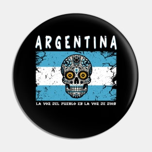 Sugar Skull Buenos Aires Argentina Flag Pin