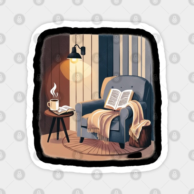 Cozy Coffee & Book Nook Aesthetic Magnet by SR8891
