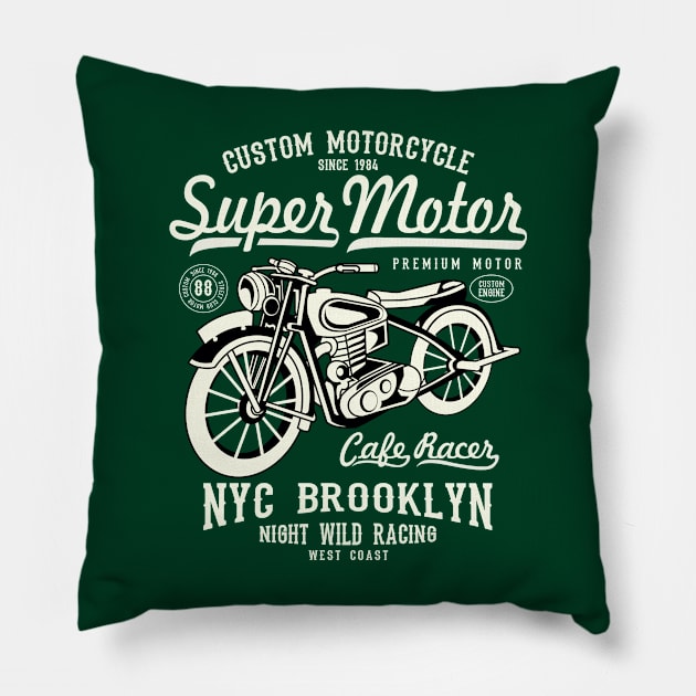 Super Motor Cafe Racer Pillow by lionkingdesign