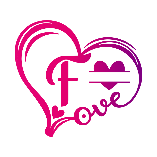 letter f monogram in the shape of love by Candy Store