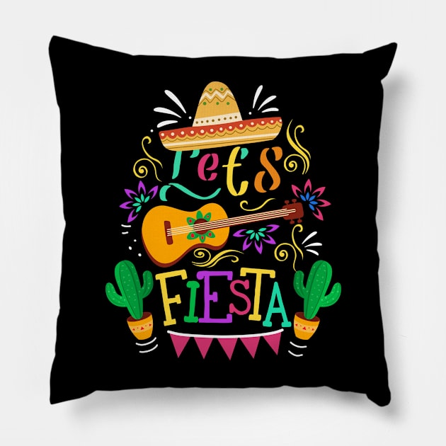 Cinco De Mayo Shirt Guitar Shirt Cactus Shirt Pillow by Nikkyta