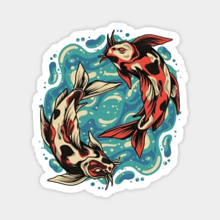 Koi Fish Peace - Vintage Yin and Yang Magnet