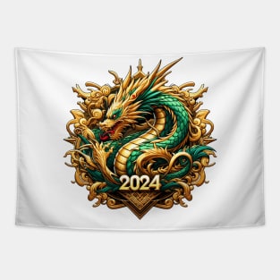 Wooden Gold Green Dragon 2024 No.4 Tapestry