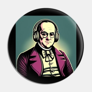 Money Moves Ben Franklin Retro Headphones Pin