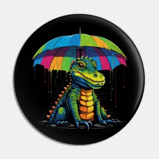Alligator Rainy Day With Umbrella Pin