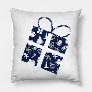 Christmas Pattern Blue White Pillow