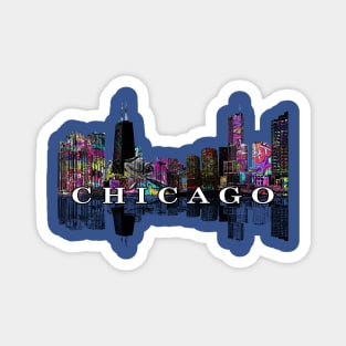 Chicago Skyline in graffiti Magnet