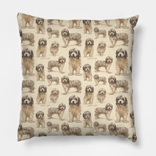 Tibetan terrier pencil drawing Pillow