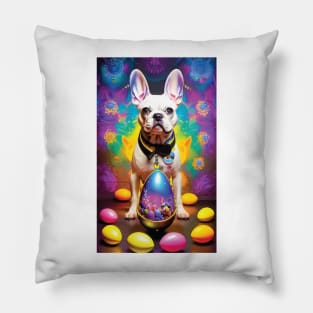 French Bully with Easter Egg Globe Pillow